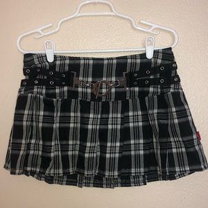 TRIPP NYC BLACK WHITE PLAID MINI SKIRT CORSET BELTED GRUNGE SIZE LARGE Y2K